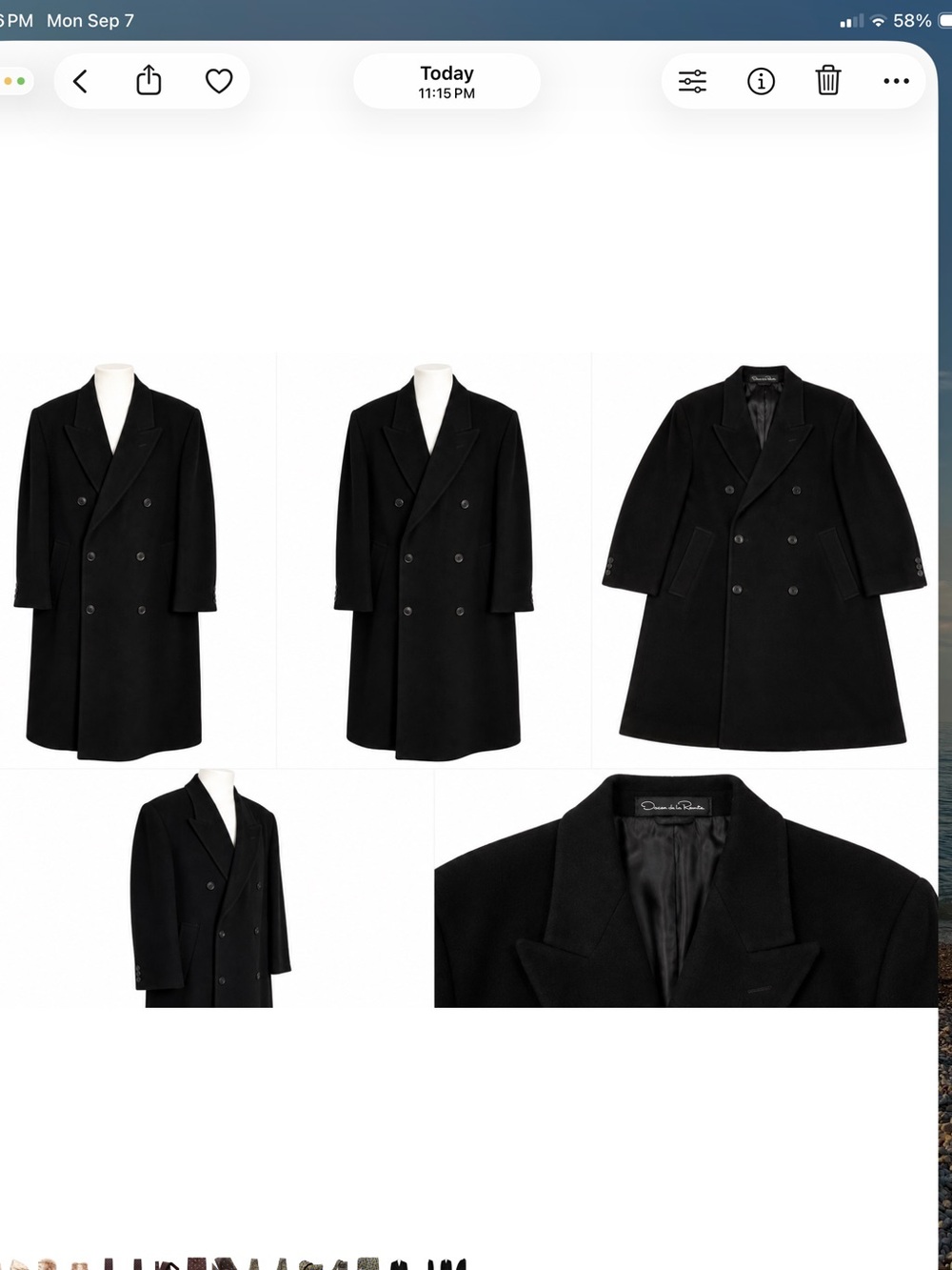 Oscar de la Renta Black Double-Breasted Pea Coat - Picture 4 of 8